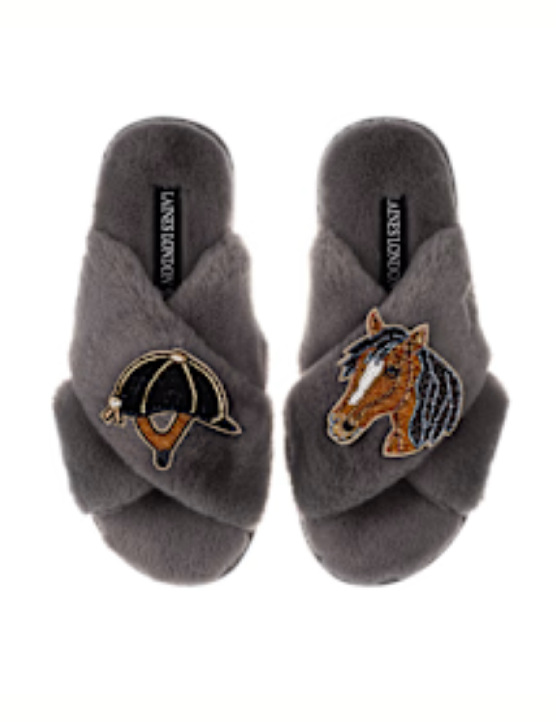 Classic Laines Slippers with Riding Hat & Horse Brooches