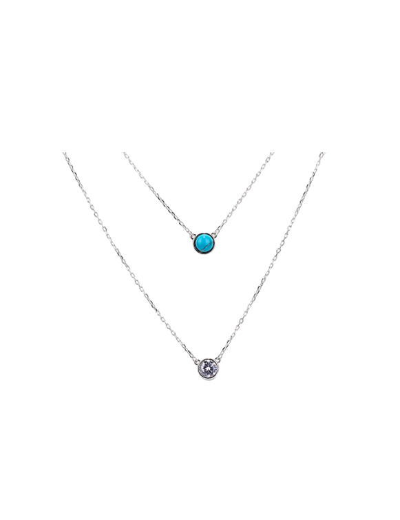 Kelly Herd 2 Stranded Necklace with Turquoise and CZ