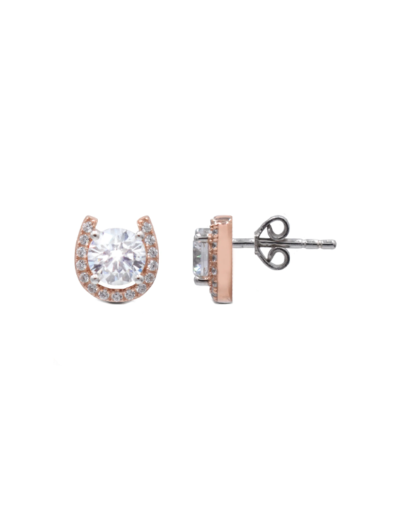 Kelly Herd Rose Gold Plated Horseshoe Stud Earrings