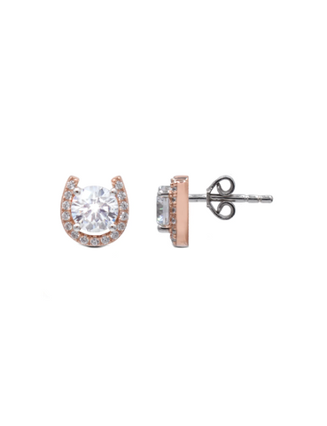 Kelly Herd Rose Gold Plated Horseshoe Stud Earrings