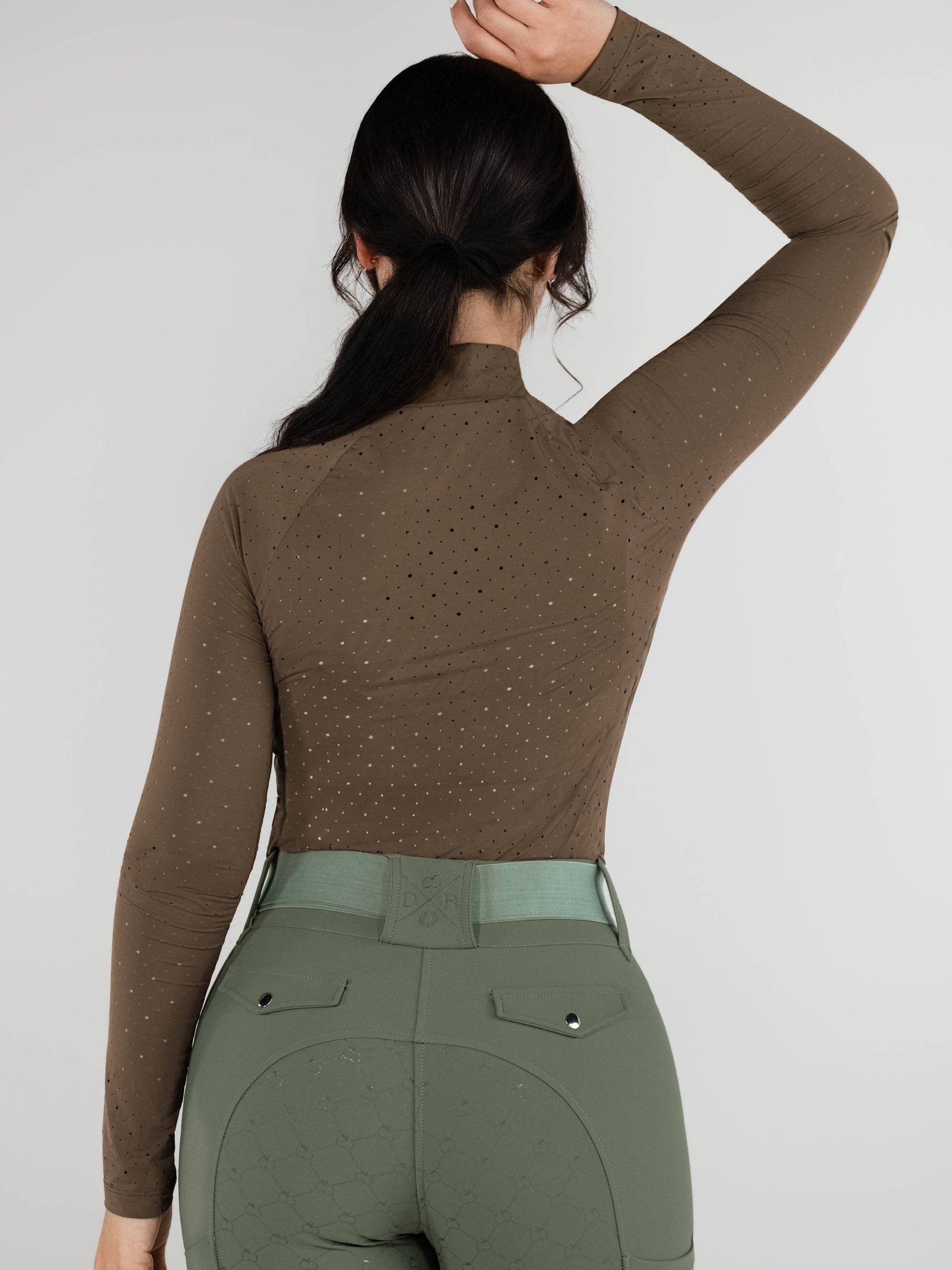 Dapplebay Aircut Mock Neck LS Top-Chestnut: Chestnut / XS