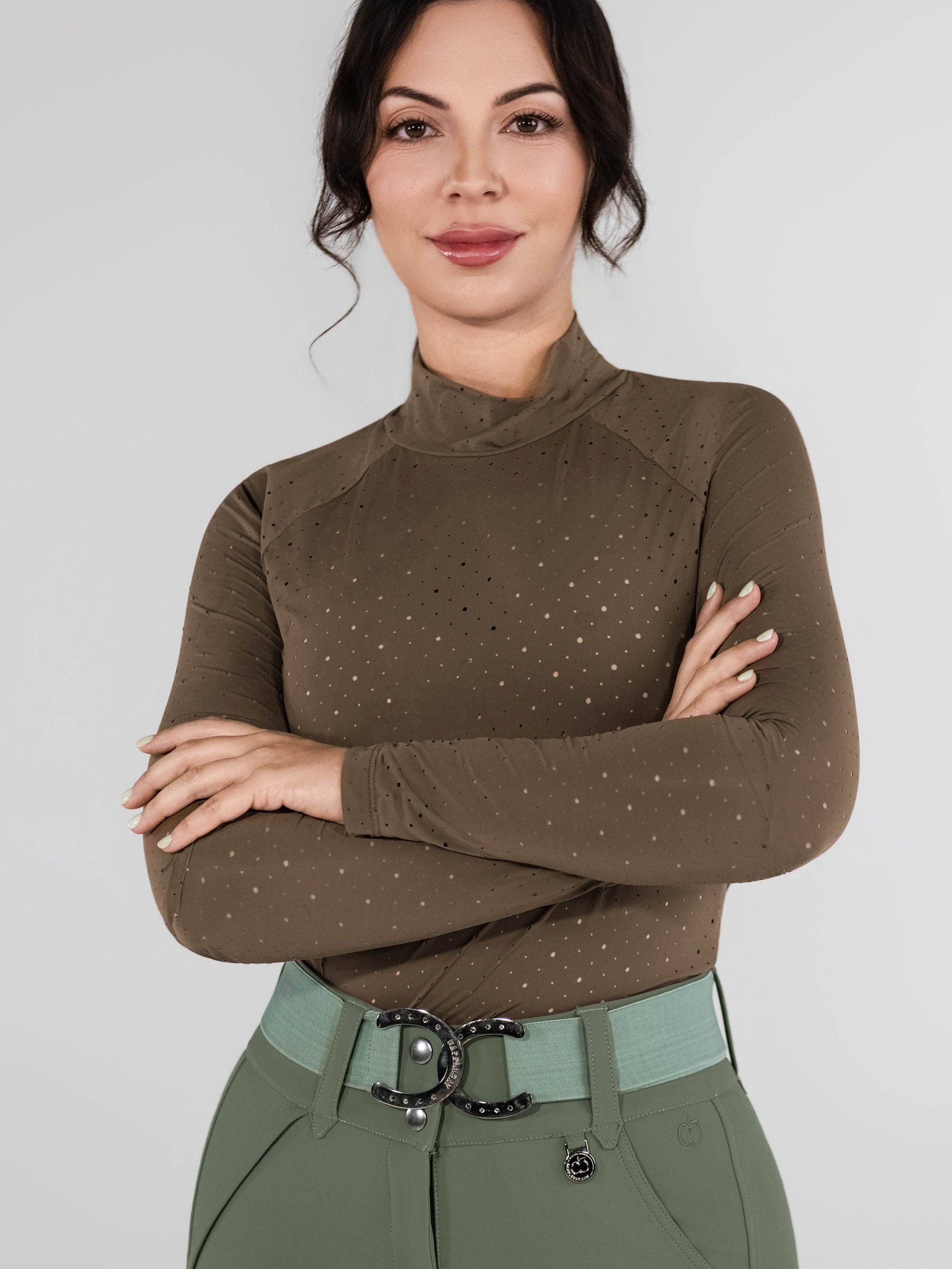 Dapplebay Aircut Mock Neck LS Top-Chestnut: Chestnut / XS