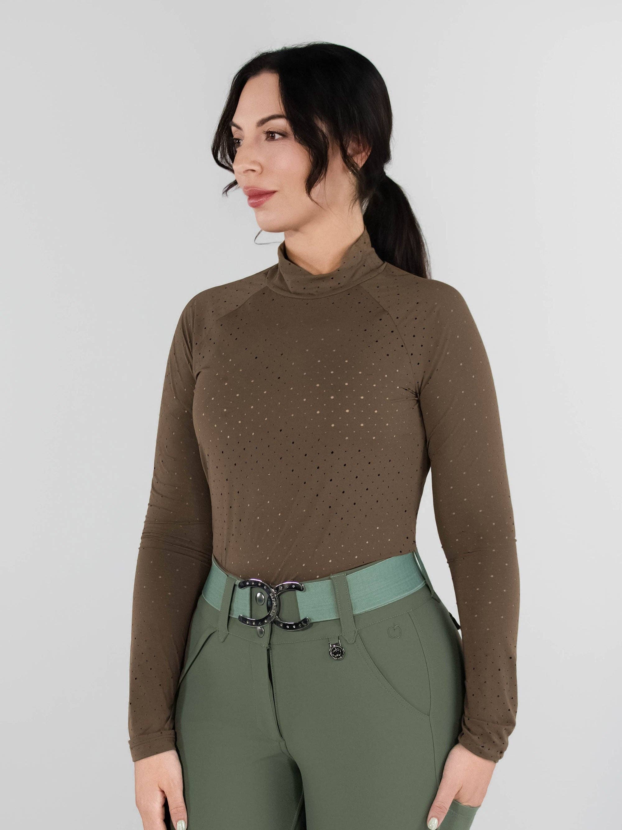 Dapplebay Aircut Mock Neck LS Top-Chestnut: Chestnut / XS