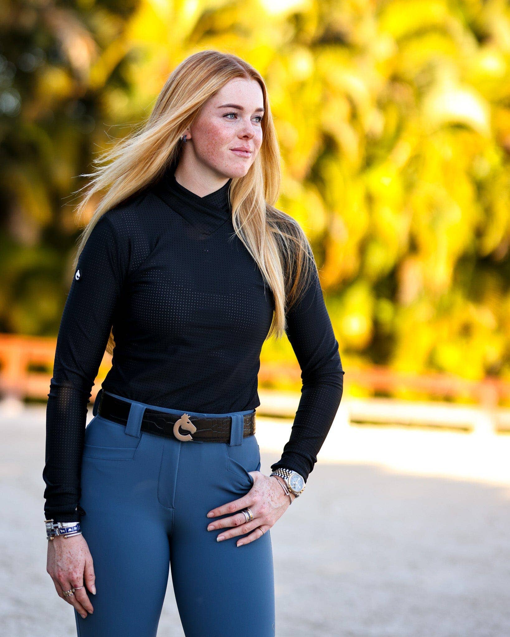 Juliette High Compression Breeches | Slate Blue: Knee Patch / 26