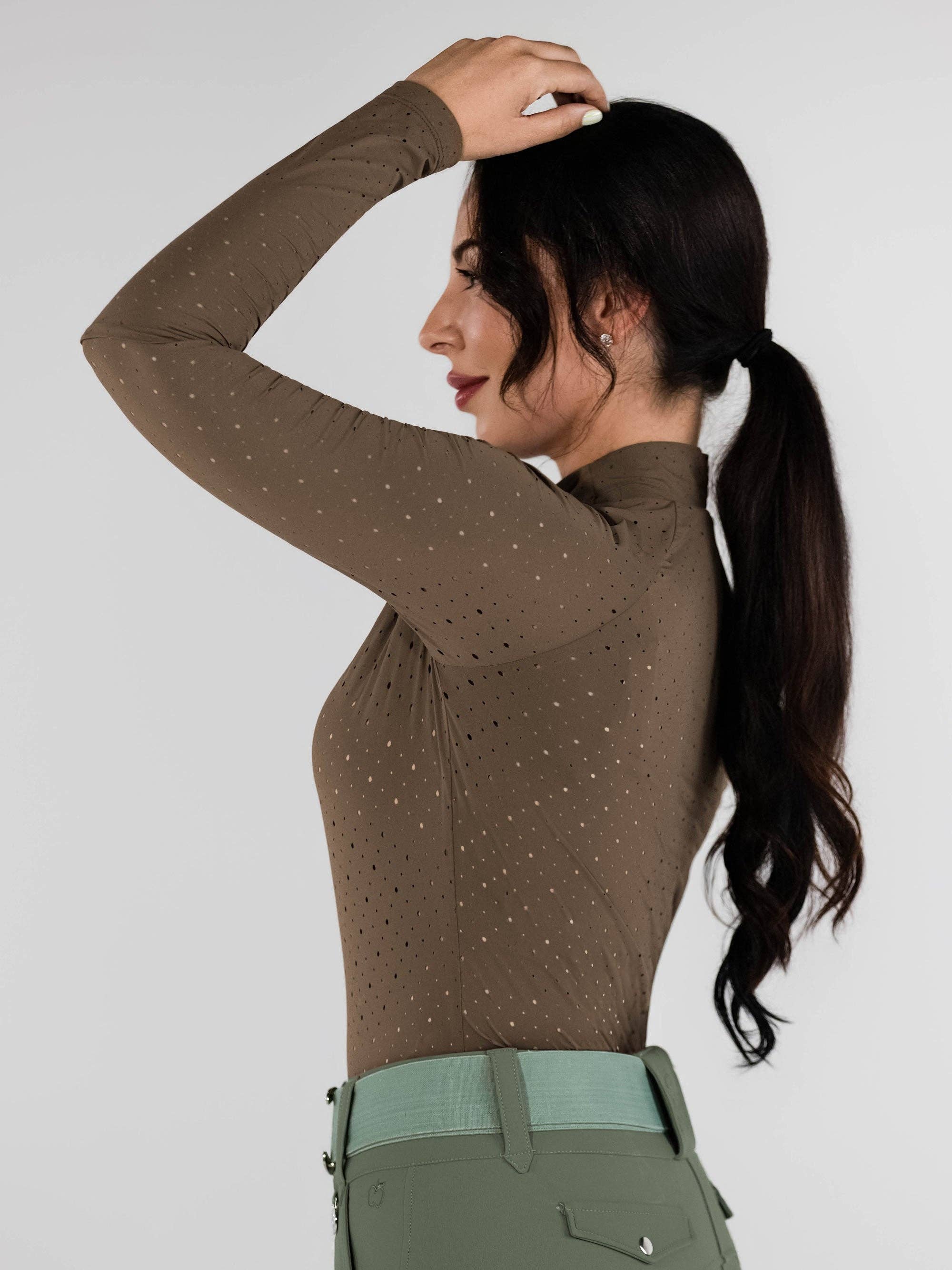 Dapplebay Aircut Mock Neck LS Top-Chestnut: Chestnut / XS