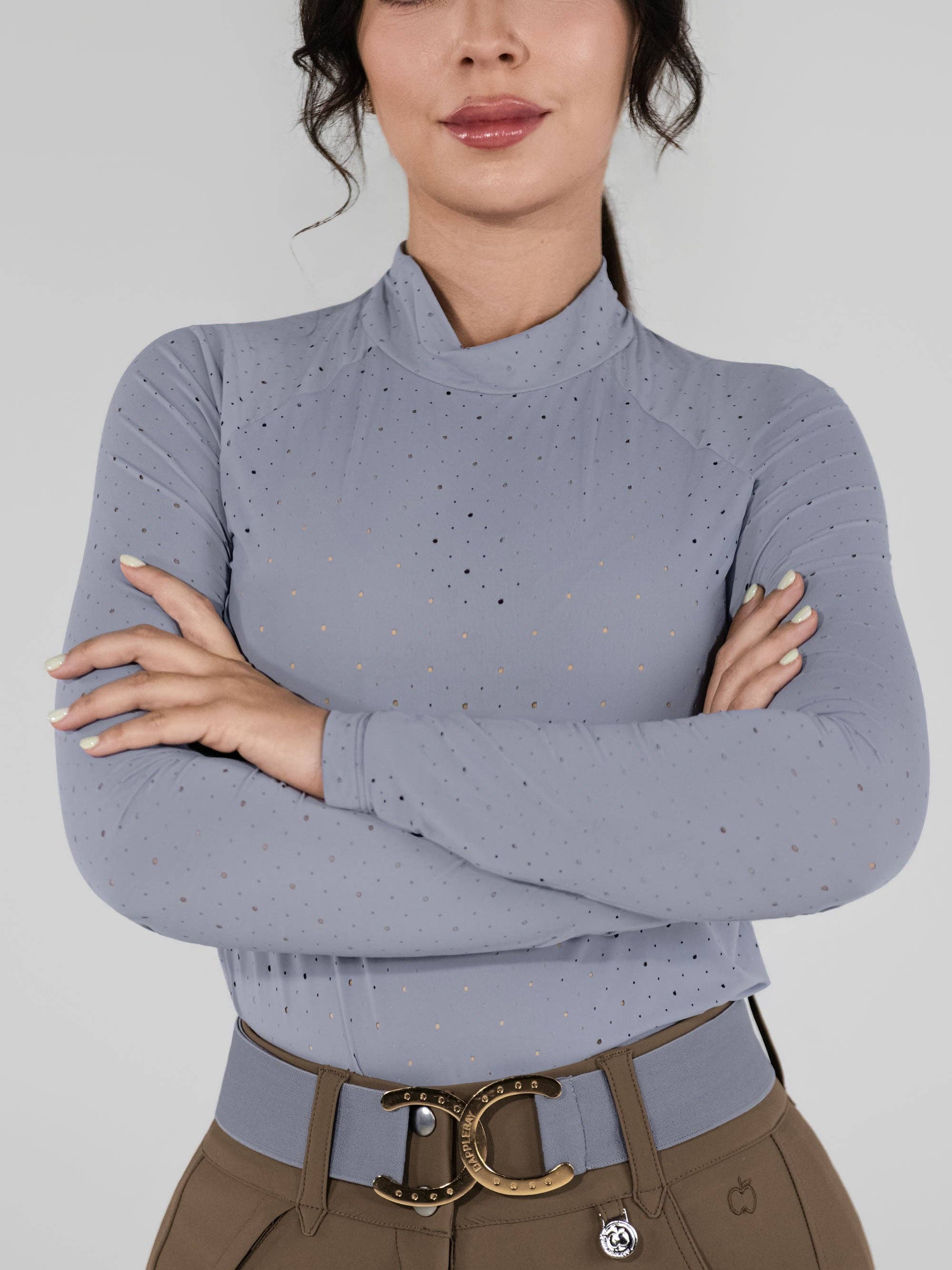 Dapplebay Aircut Mock Neck LS Top-Moonrise: Moonrise / XL