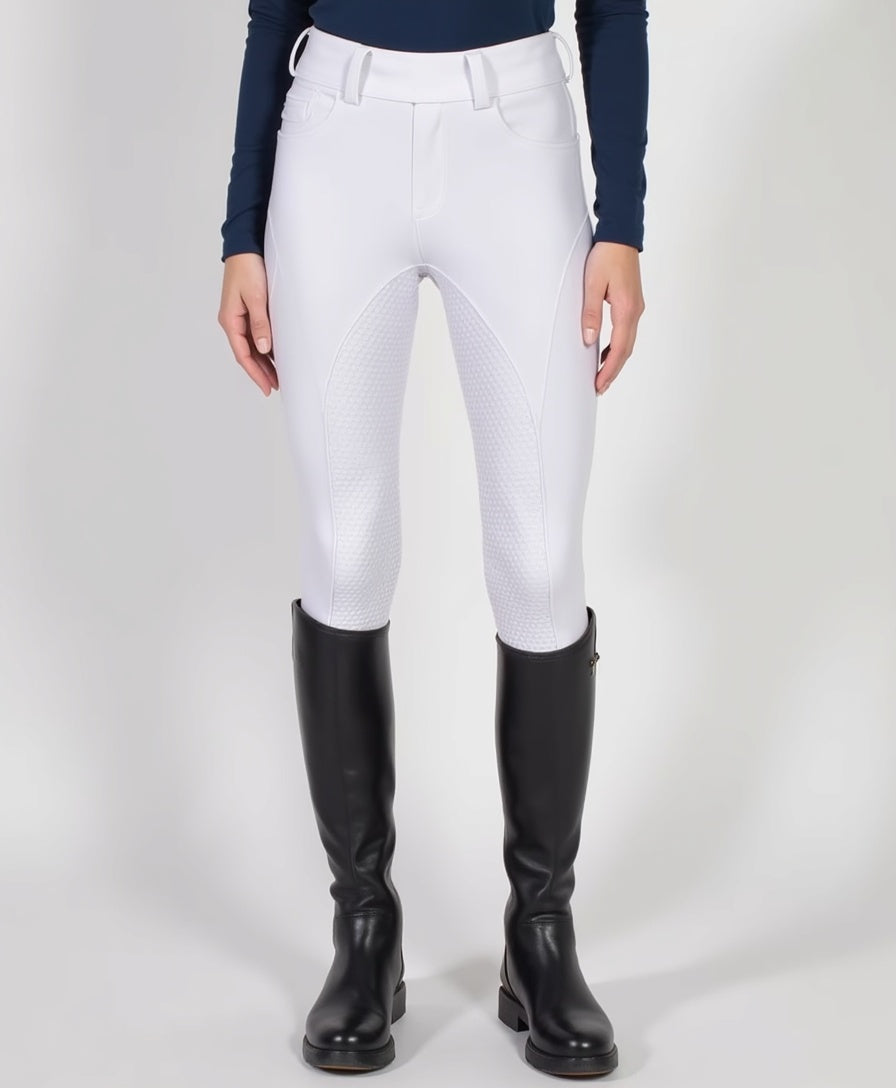 BreezeRide White Equestrian Leggings