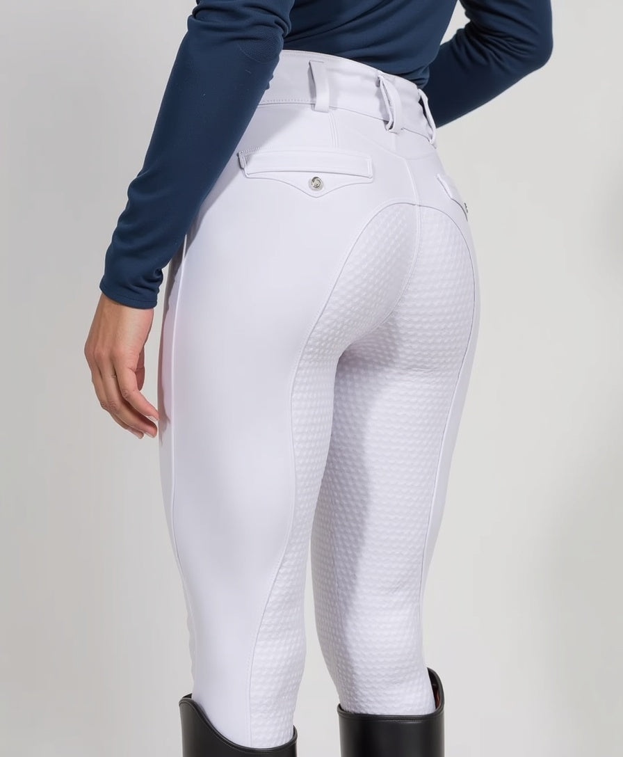 BreezeRide White Equestrian Leggings